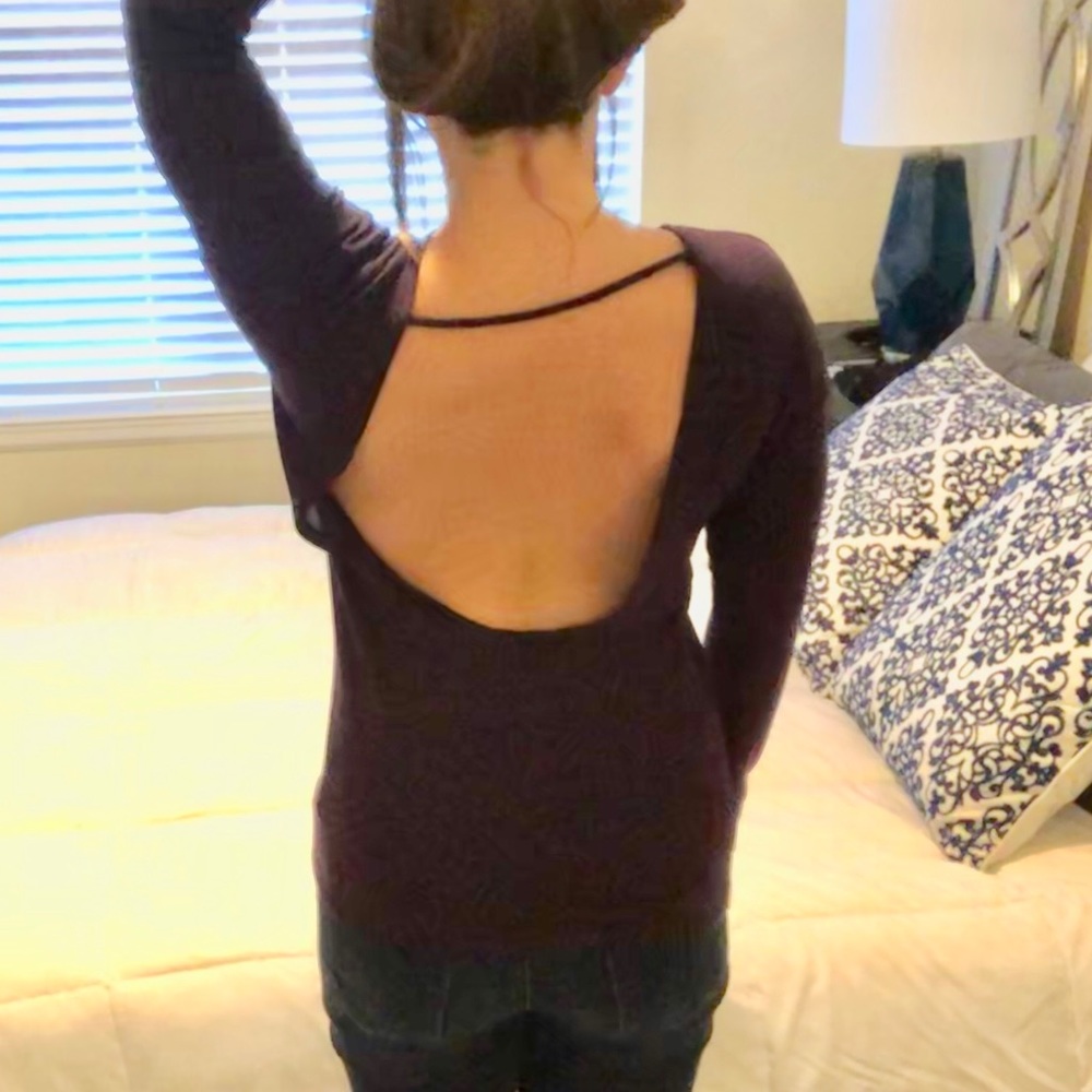 Tobi purple open back sweater top